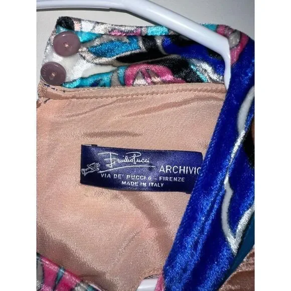 EMILIO PUCCI Multicolored Abstract Print Short Sleeve Shift Mini Dress S… - Picture 9 of 12